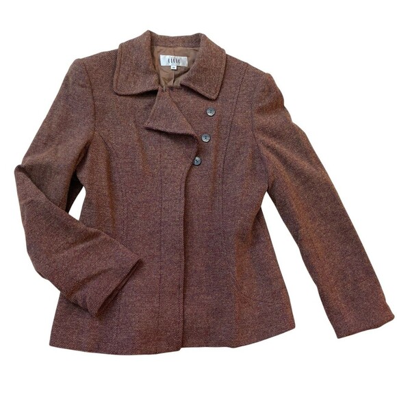 Vintage Eitie Women’s Wool Blend Skirt Suit Set Blazer Jacket Brown EU 38 US 6-8 - Picture 2 of 16